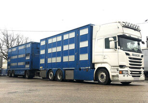 SCANIA R580 V8 box and trailer PEZZAIOLI -New Price + remolque para transporte de ganado