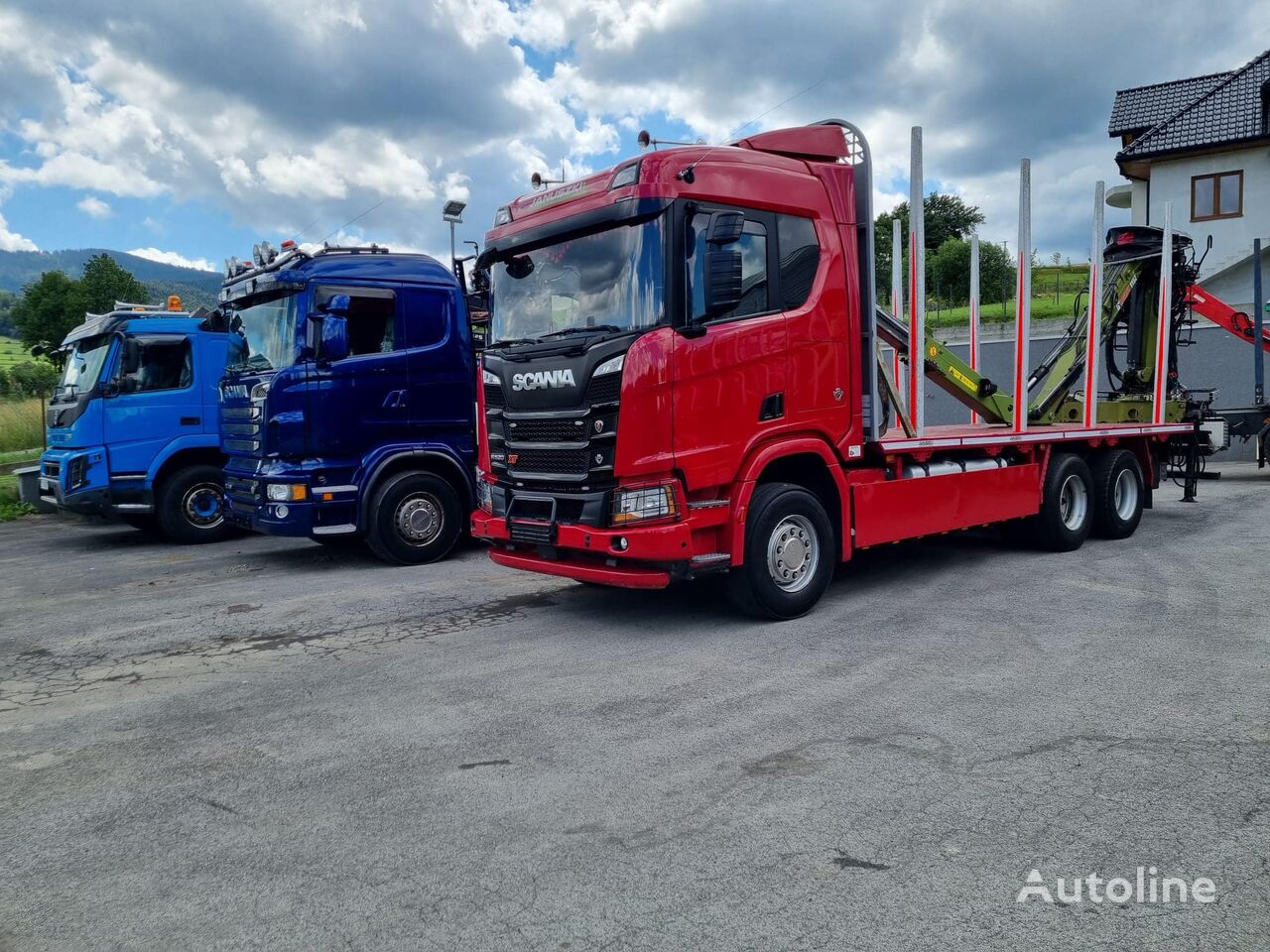 Scania  R520 XT Holztransporte Kurz ShortWood Do Stosu Do Lasu camión maderero