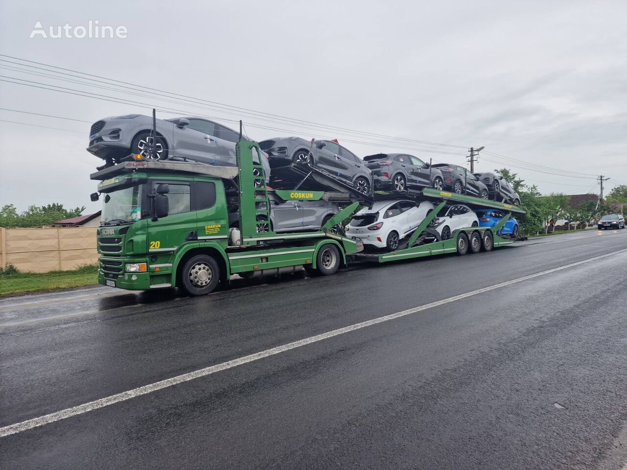 Scania P450 camión portacoches + remolque portacoches