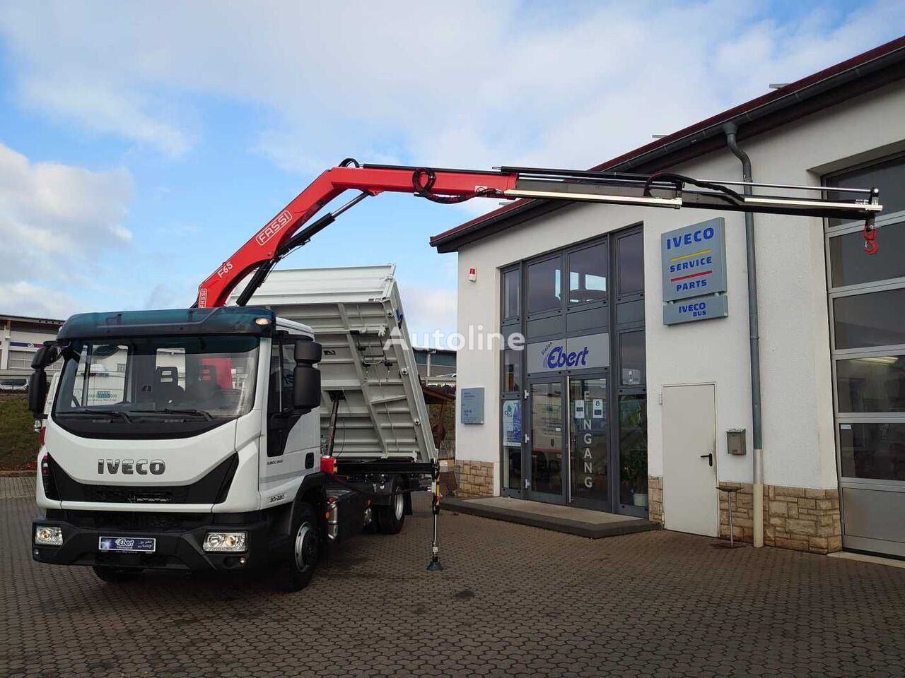 IVECO Eurocargo ML80E22 Kipper + Kran Fassi F65 +Funk volquete